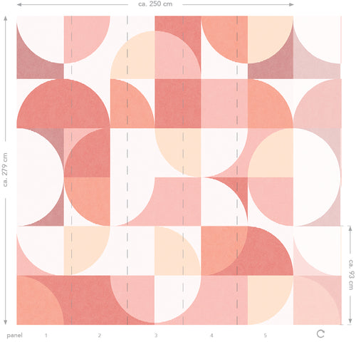 ESTAhome fotobehang cirkels in Bauhaus stijl roze tinten - 250 x 279 cm - 159365 - vtwonen shop