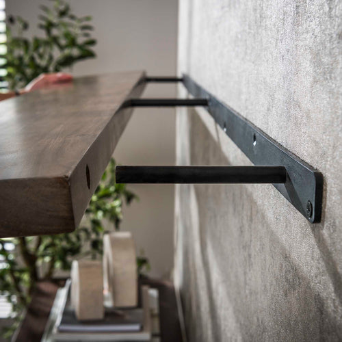 Giga Meubel Wandplank Carve - Bruin Acaciahout - 120x20x4cm - vtwonen shop