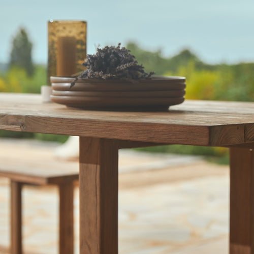 Tikamoon Tuintafel van gerecycled massief teakhout voor 6/8 personen - Naturel