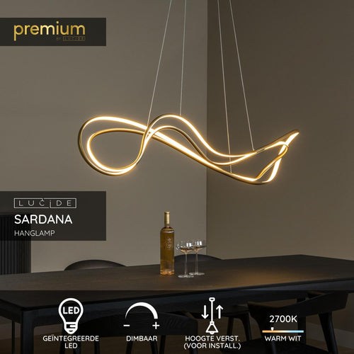 Lucide hanglamp SARDANA - Geïntegreerde LED - Mat Goud / Messing - vtwonen shop
