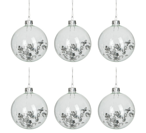 J-Line kerstbal Rond Binnen - glas - transparant - doos van 6