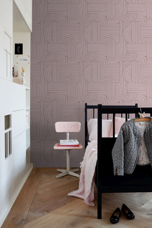 ESTAhome behang grafisch 3D motief licht mauve paars - 50 x 900 cm - 131488 - vtwonen shop