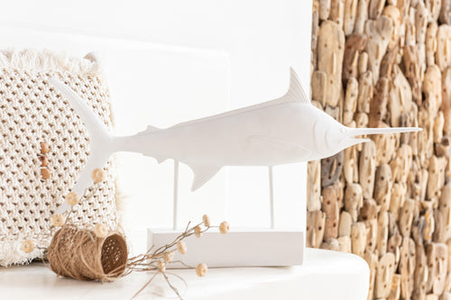 J-Line decoratie Zwaardvis Op Voet - polyresin - wit