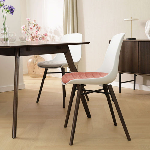 Nolon Nena-Liv Eetkamerstoel Wit - Terracotta Kussen - Walnoot - vtwonen shop