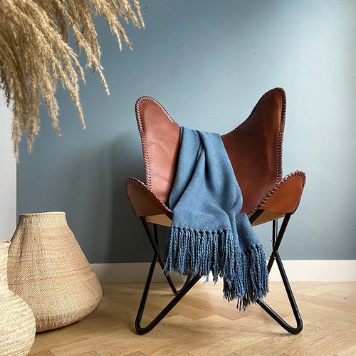 Malagoon plaid - ochtendblauw - 127x152cm 100% katoen