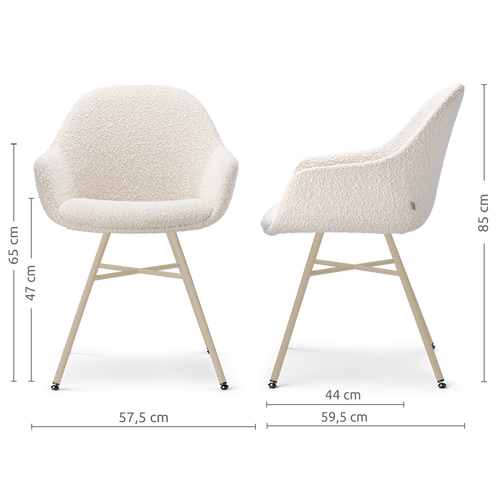 Nolon Noa-Mae eetkamerstoel bouclé beige - beige onderstel