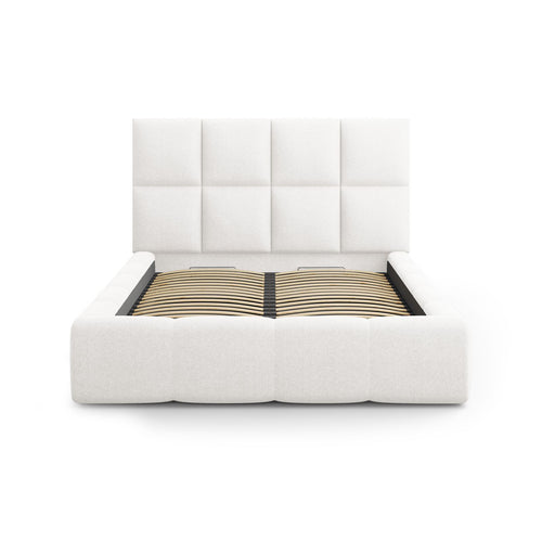 Cosmopolitan Design - Opbergbed met hoofdeinde Livigno 200x180cm structurele stof wit - 230x205x125cm
