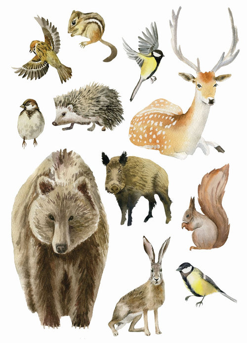 ESTAhome muursticker bosdieren bruin - 47.5 x 66 cm - 156102