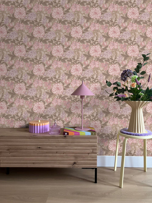 ESTAhome behang vintage bloemen licht mauve paars - 50 x 900 cm - 131849