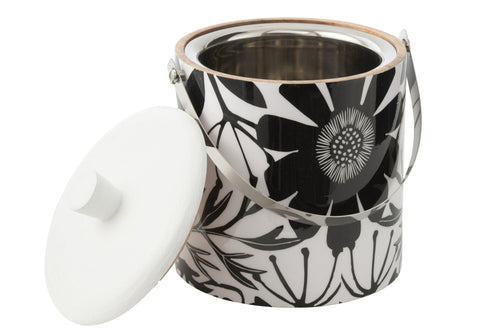 J-Line ijsemmer Bloemen - hout - zwart/wit