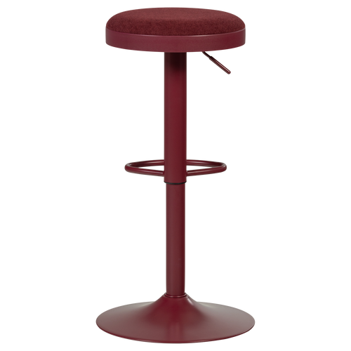 WOOOD barstoel in hoogte verstelbaar Mevo - Chenille - Bordeauxrood - 82x42x42