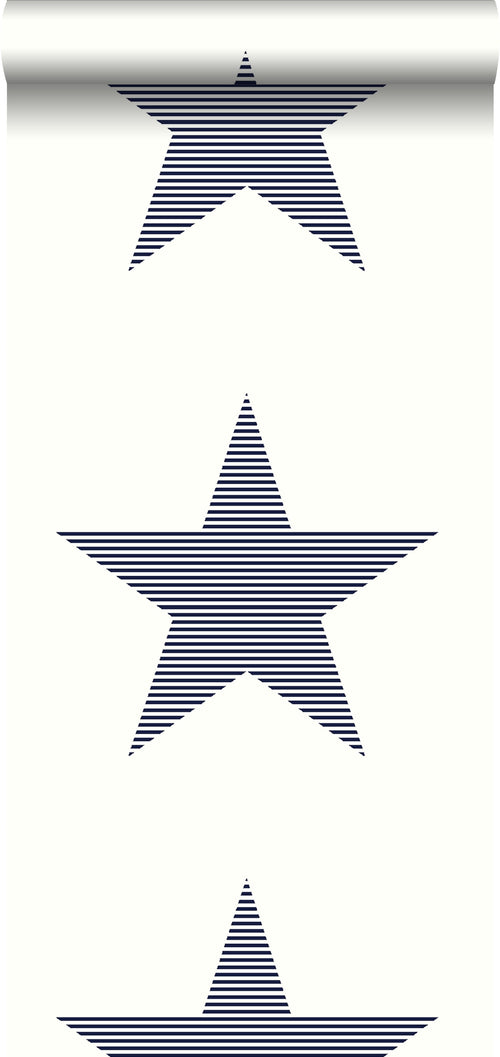Walls4You behang grote ster donkerblauw - 53 cm x 10.05 m - 935287
