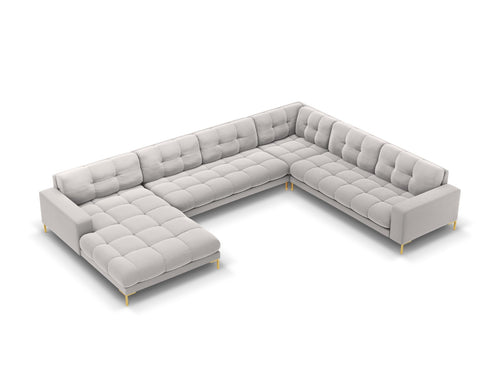 Cosmopolitan Design Panoramische hoekbank rechts Bali 7-zits, flueel, geld - 256x327x75cm