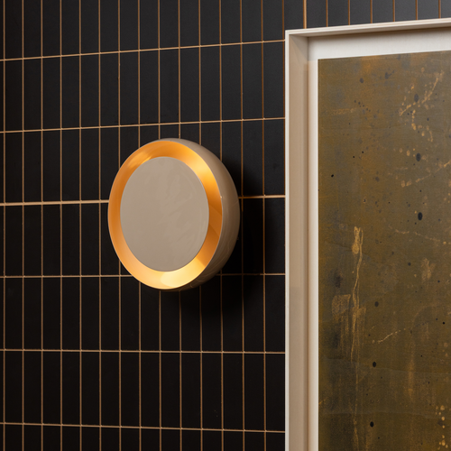 WOOOD wandlamp rond Gloomy - Metaal - Zand - 30x30x13