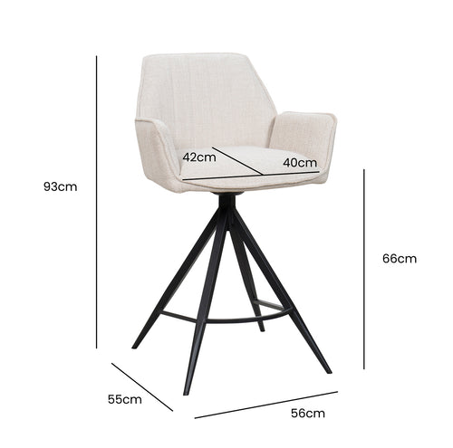 Giga Meubel Barstoel Noa Draaibaar - Beige/Naturel - Set van 2 - vtwonen shop