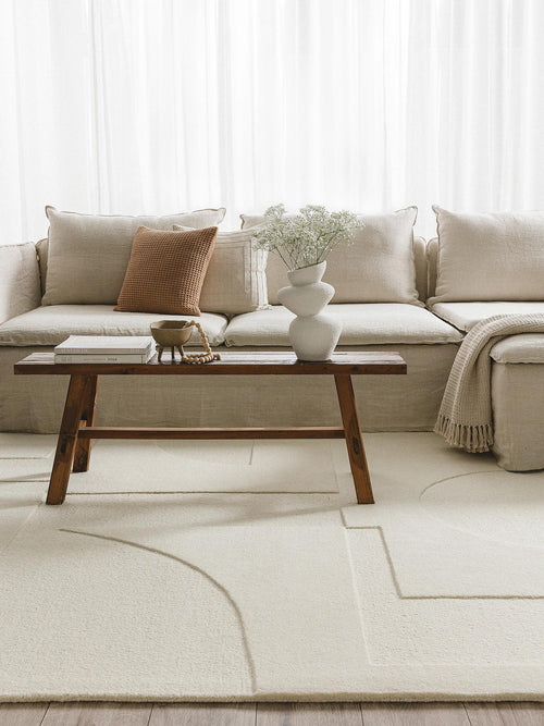 benuta wollen vloerkleed Logan - crème - 250x350 cm