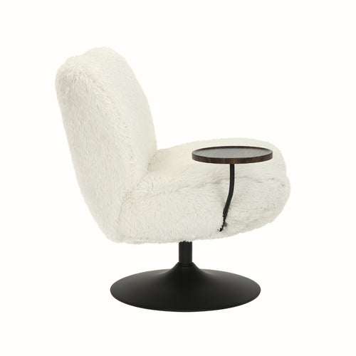 DÉJA Living Draaifauteuil Morten - Beige Fluffy/Zwart - Incl. Tafeltje - vtwonen shop