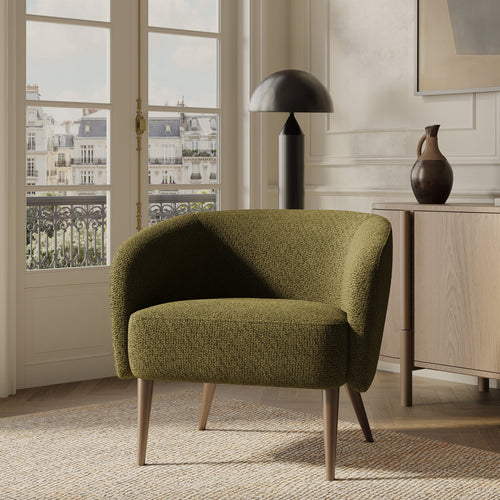 Premium Interiors - Fauteuil MILO - krullend fluweel vintage groen 73.5cm