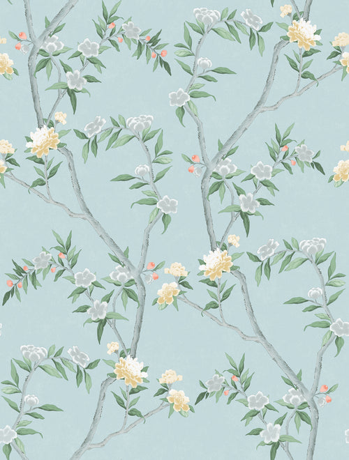 Sanders & Sanders behang bloemen lichtblauw - 53 cm x 10 m - 640162