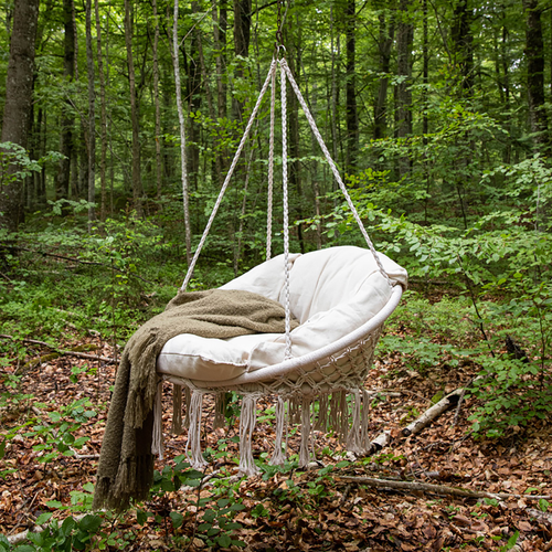 Nest outdoor Leah katoenen tuin hangstoel beige - met zitkussen - vtwonen shop