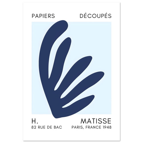 Artfulprints Poster met Lijst Matisse – Aquatic impression navy blue I   - 70x100 cm - Blauw