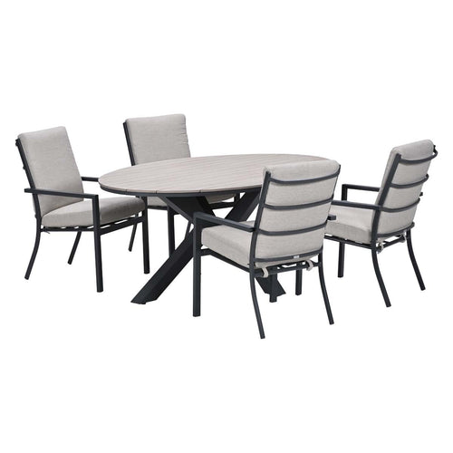 Garden Impressions Tuinset Senja 5-delig sandstone - Tulli tuintafel 180x115 cm