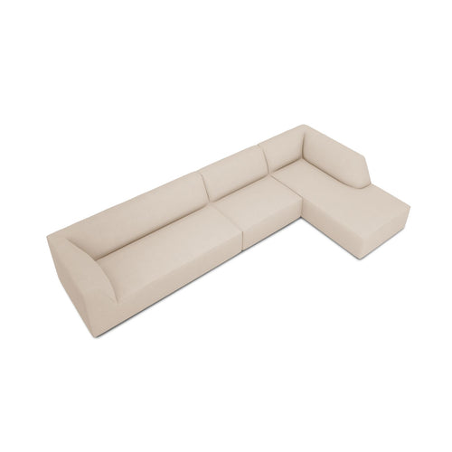 Cosmopolitan Design - Modulaire hoekbank rechts Siena 5-zits, structurele stof beige - 180x366x69cm