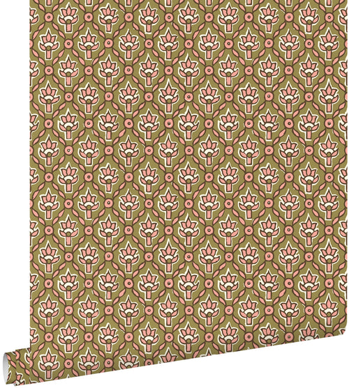 ESTAhome behang vintage bloemen groen - 50 x 900 cm - 131545 - vtwonen shop