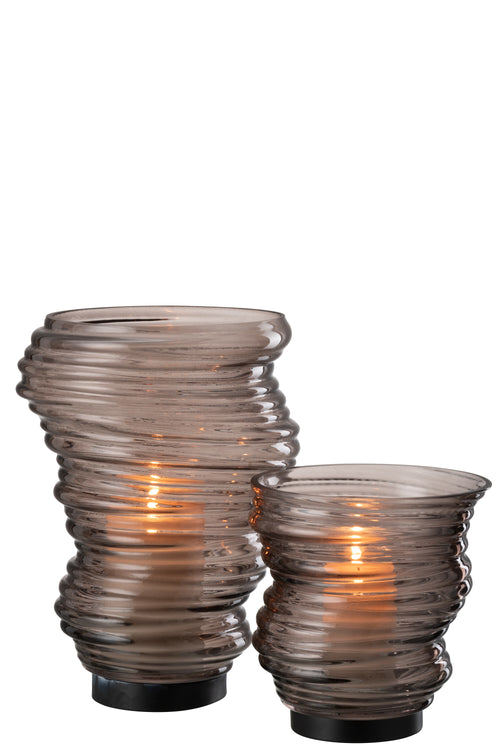 J-Line vaas Tornado - glas - grijs - small - Ø 16 cm - vtwonen shop