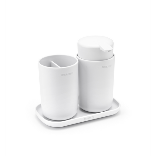 Brabantia ReNew Badkameraccessoire-set, zeepdispenser, tandenborstelhouder en schaal - White