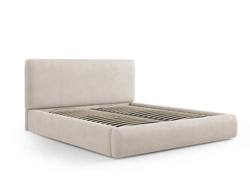 Cosmopolitan Design Opbergbed met hoofdeinde Colonel 160x200cm, chenille, beige - 220x180x100cm
