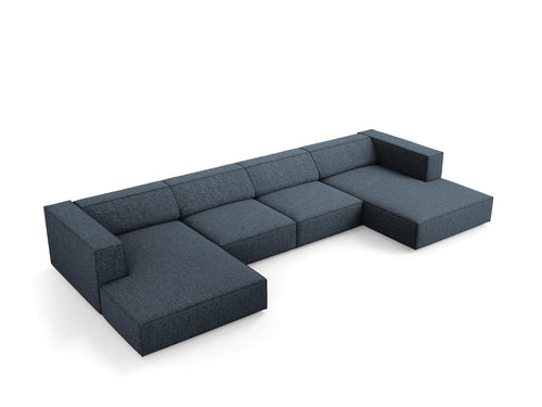 Cosmopolitan Design Panoramische bank Arendal 6-zits, chenille, koningsblauw - 166x364x70cm