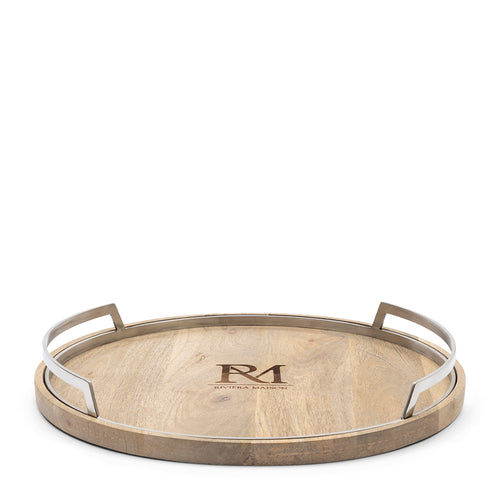 Rivièra Maison RM Coventry Serving Tray - Mangohout, Aluminium - Naturel - vtwonen shop