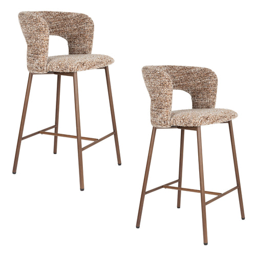 Housecraft Living Chelsea Barkrukken rugleuning 67 cm Bruin - Set van 2