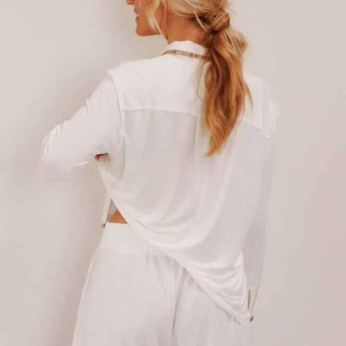 Coco & Cici - TENCEL Pyjama Shirt Dames Off White - M