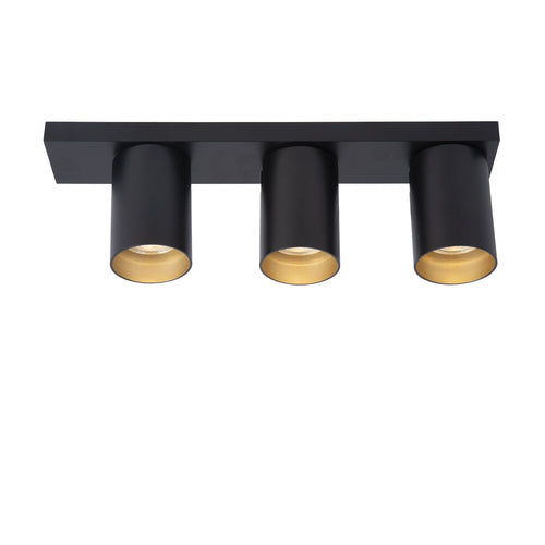 Atmooz plafondlamp Nuo 3 - zwart-goud vanbinnen - 42 x 13 x H 12 cm - GU10