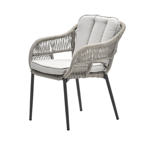 Pescara dining fauteuil - carbon black - rope taupe - desert sand