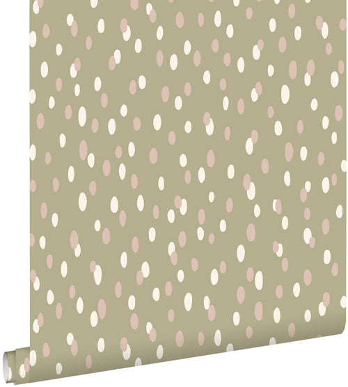 ESTAhome behang stippen vergrijsd groen - 50 x 900 cm - 131877
