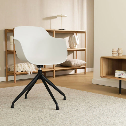 Nolon Nola-Puk Draaibare Eetkamerstoelen Wit - Zwart Onderstel - 2x - vtwonen shop