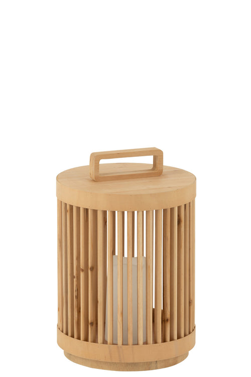 J-Line lamp Cylinder - sparhout - naturel - large - LED lichtjes