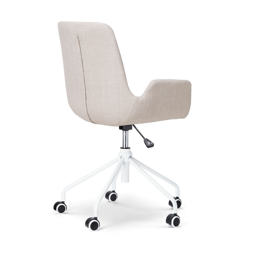 Nolon Nout-Eef Bureaustoel Beige - Armleuning - Wit Onderstel