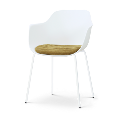 Nolon Nora-Liz eetkamerstoel wit met mosgroen zitkussen - wit onderstel