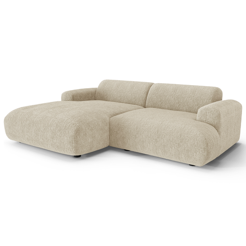 Sia Home - Linkerhoekbank MYRA - fluweel met motieven crème 266cm