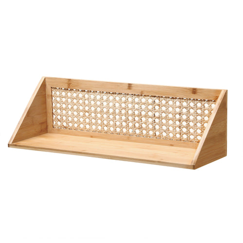 Calicosy - Wandplank van bamboe en natuurlijk rotan - 15x40x15 cm