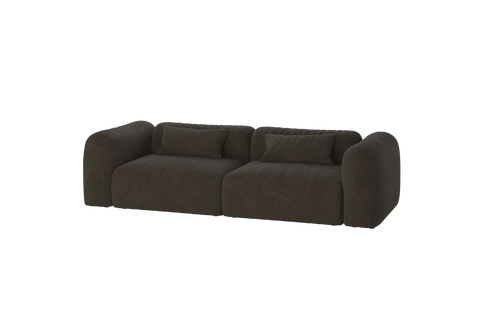 noo.ma Yaro 3-zitsbank - Chocolate Brown Bouclé, zachte zit, 263 x 99,5 x 69 cm