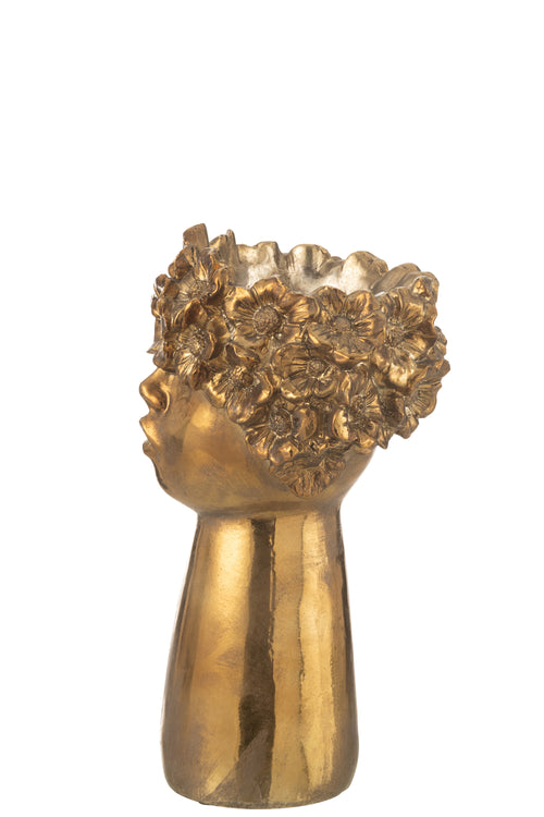 J-Line bloempot Nebu - polyresin - goud - large - 35 cm hoog