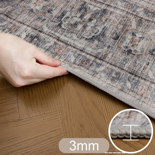 Mrcarpet Vintage Loper Vloerkleed wasbaar Beige/blauw Luca 80x250cm 80 x 250cm