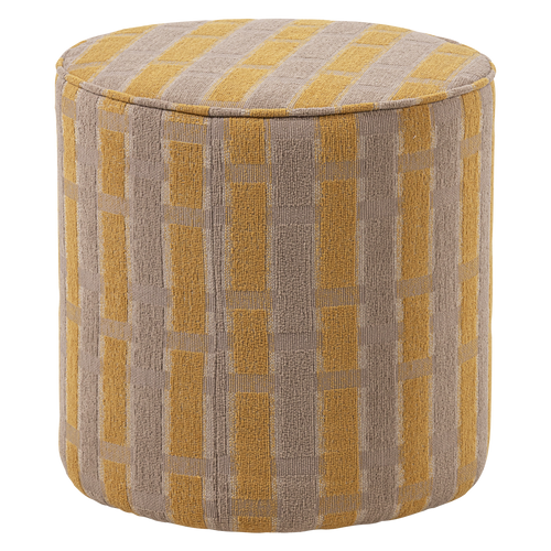 WOOOD poef hoog dessin Sarli - Chenille - Taupe/Geel - 46x46x46