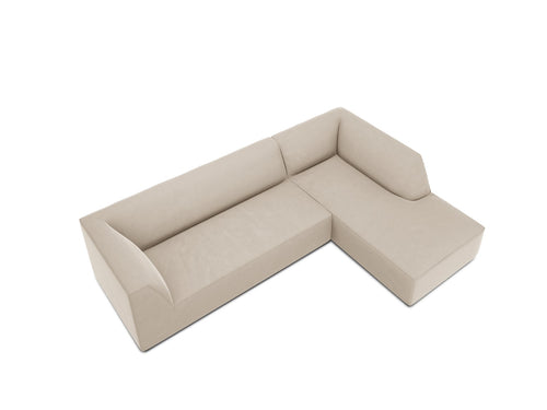 Micadoni rechter hoekbank Ruby 4-zits, flueel, beige - 180x273x69cm