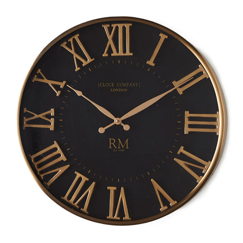 Rivièra Maison London Clock Company Wall Clock - Brass, Glas - Zwart - vtwonen shop